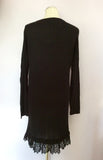 MANGO BLACK KNIT LONG SLEEVE LACE TRIM DRESS SIZE L - Whispers Dress Agency - Sold - 2