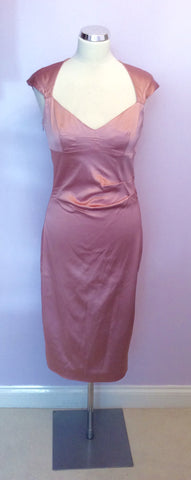 Karen Millen Pink Satin Pencil Dress Size 12 - Whispers Dress Agency - Womens Dresses - 1