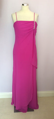 ROMAN ORIGINALS HOT PINK LONG EVENING DRESS SIZE 14 - Whispers Dress Agency - Womens Dresses - 1