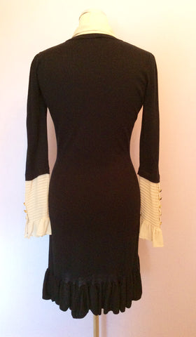 Temperley Black & Cream Silk, Merino Wool & Cashmere Dress Size 10 - Whispers Dress Agency - Sold - 5