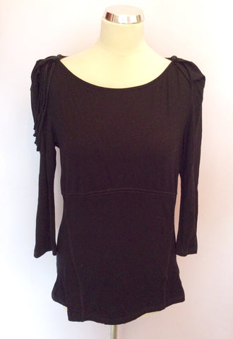 KAREN MILLEN BLACK SCOOP NECK STRAPPY TRIM TOP SIZE 16 - Whispers Dress Agency - Womens Tops - 1