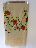 BRAND NEW POLO RALPH LAUREN CREAM SILK EMBROIDERED WRAP AROUND FRINGED SKIRT SIZE 8 UK 12 - Whispers Dress Agency - Sold - 2