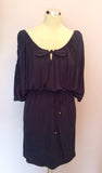 Temperley Dark Blue Batwing Sleeve Dress Size 10 - Whispers Dress Agency - Womens Dresses - 2