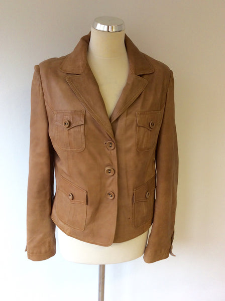 DUMANNI TAN SOFT LEATHER JACKET SIZE XL - Whispers Dress Agency - Womens Coats & Jackets - 1