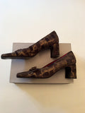 CAPOLLINI BROWN & GOLD PRINT BUCKLE TRIM HEELS SIZE 5.5/38.5 - Whispers Dress Agency - Womens Heels - 3