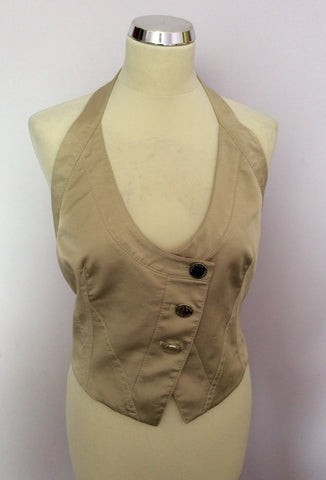 Karen Millen Pale Gold Satin Waistcoat Top Size 14 - Whispers Dress Agency - Sold - 1