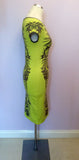 Karen Millen Lime Green & Khaki Print Dress Size 3 UK 10/13 - Whispers Dress Agency - Sold - 2