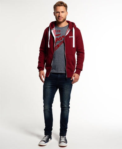 Brand New Superdry Burgundy Zip Up Hoodie Top Size XL - Whispers Dress Agency - Sold - 3