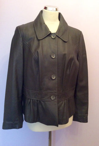 Marks & Spencer Dark Olive Green Leather Jacket Size 18 - Whispers Dress Agency - Sold - 1