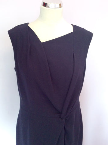 LK Bennett Dark Blue Adele Twist Front Crepe Dress Size 14 - Whispers Dress Agency - Womens Dresses - 1