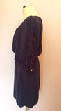 Temperley Dark Blue Batwing Sleeve Dress Size 10 - Whispers Dress Agency - Womens Dresses - 3