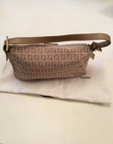 Fendi Beige Monogrammed Fabric & Leather Shoulder Bag - Whispers Dress Agency - Sold - 2