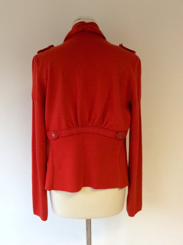 KAREN MILLEN RED WOOL BLEND CARDIGAN SIZE 4 UK 12/14 - Whispers Dress Agency - Sold - 3