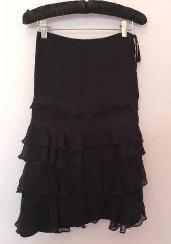 Karen Millen Black Silk Tiered Skirt Size 14 - Whispers Dress Agency - Womens Skirts - 1