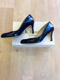 LK BENNETT SABIRA NAVY PATENT LEATHER HEELS SIZE 6/39 - Whispers Dress Agency - Sold - 3