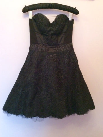 Karen Millen Black Lace Strapless Dress Size 8 - Whispers Dress Agency - Womens Dresses - 4