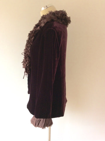 VINTAGE TIGER DEEP PLUM VELVET & SILK TRIM JACKET SIZE L - Whispers Dress Agency - Womens Coats & Jackets - 2