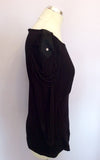 KAREN MILLEN BLACK SCOOP NECK STRAPPY TRIM TOP SIZE 16 - Whispers Dress Agency - Womens Tops - 2