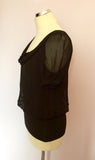 COAST BLACK SILK SCOOP NECK SHORT SLEEVE TOP SIZE 12 - Whispers Dress Agency - Womens Tops - 2