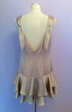 KAREN MILLEN CHAMPAGNE SATIN TIERED DRESS SIZE 14 - Whispers Dress Agency - Womens Dresses - 3