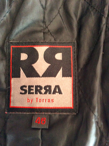 TORRAS BLACK LEATHER & FUR EDGE TRIM COAT SIZE 46 UK 16/18