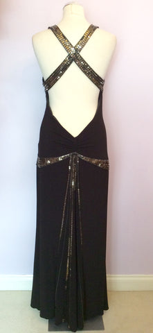 Sousourada Designs By Penny Black Beaded & Sequin Trim Long Evening Dress Size XL - Whispers Dress Agency - Womens Dresses - 4