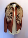 Roberto Cavalli Tan Brown Soft Leather Fur Trim Collar Jacket Size 44 UK 12 - Whispers Dress Agency - Sold - 6