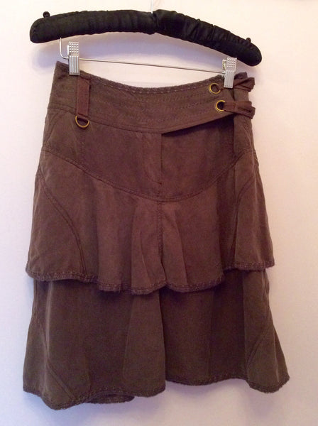 Karen Millen Brown Silk Tiered Skirt Size 8 - Whispers Dress Agency - Womens Skirts - 1