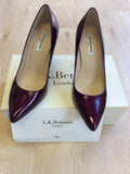 BRAND NEW LK BENNETT DILLON DARK VIOLET SAFFIANO PATENT LEATHER HEELS SIZE 6/39 - Whispers Dress Agency - Sold - 2