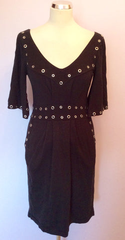 Temperley Black & Silver Rivet Trim Dress Size 10 - Whispers Dress Agency - Sold - 2