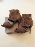 DUNE LIGHT BROWN SUEDE PEEP TOE ANKLE BOOTS/HEELS SIZE 5/38 - Whispers Dress Agency - Womens Heels - 2