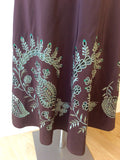 Monsoon Brown & Duck Egg Embroidered Strapless Dress Size 12