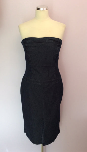 United Colours Of Benetton Blue Denim Strapless Dress Size M - Whispers Dress Agency - Womens Dresses - 1