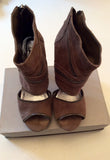 DUNE LIGHT BROWN SUEDE PEEP TOE ANKLE BOOTS/HEELS SIZE 5/38 - Whispers Dress Agency - Womens Heels - 3