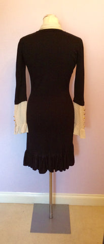 Temperley Black & Cream Silk, Merino Wool & Cashmere Dress Size 10 - Whispers Dress Agency - Sold - 4