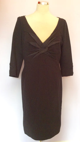 KAREN MILLEN BLACK SILK TRIM OCCASION PENCIL DRESS SIZE 16 - Whispers Dress Agency - Sold - 2