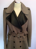 Karen Millen Mink Wool & Cashmere Blend With Black Faux Leather Trim Coat Size 14 - Whispers Dress Agency - Sold - 2