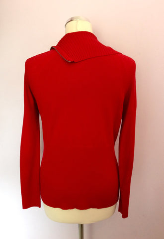 Karen Millen Red Zip Neck Jumper Size 3 UK 12/14 - Whispers Dress Agency - Sold - 2