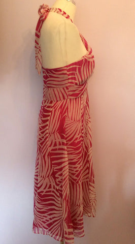 Monsoon Pink & White Print Silk Halterneck Dress Size 12 - Whispers Dress Agency - Womens Dresses - 2