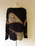 PASSIONI BLACK & LEOPARD PRINT JEWEL TRIM ZIP DETAIL JUMPER SIZE XL - Whispers Dress Agency - Sold - 3