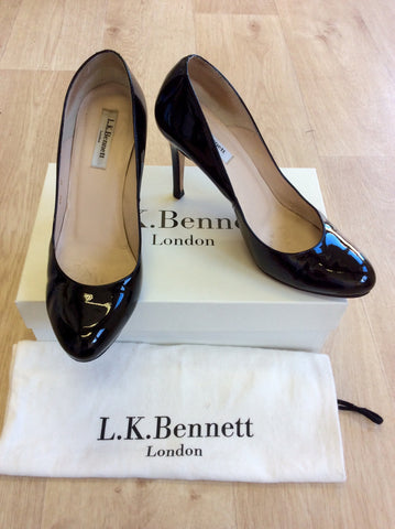 LK BENNETT SHILO BLACK PATENT LEATHER HEELS SIZE 6/39 - Whispers Dress Agency - Sold - 1