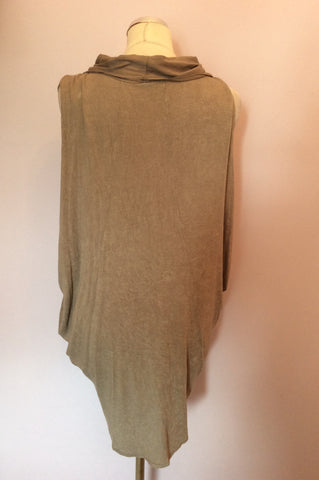 SUDAR TAUPE FINE KNIT SILK COWL SLEEVELESS TOP SIZE L - Whispers Dress Agency - Womens Tops - 3