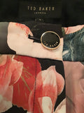 TED BAKER BLACK FLORAL BLOOM CIGARETTE PANTS SIZE 1 UK 10