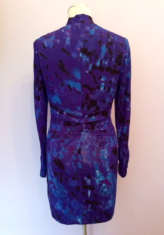 Karen Millen Purple & Blue Print Dress Size 12 - Whispers Dress Agency - Sold - 2