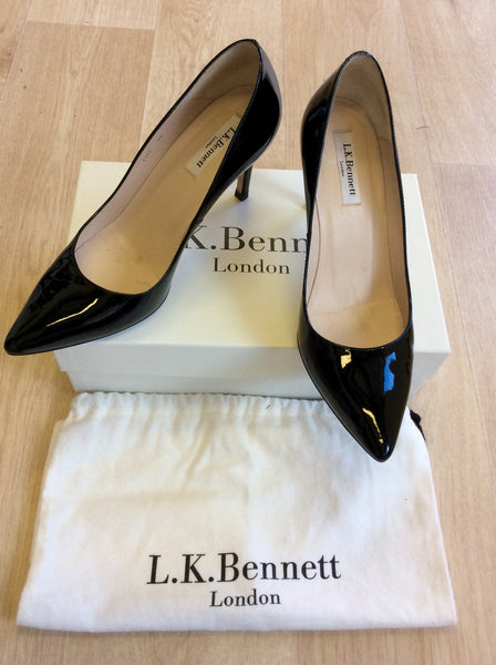 LK BENNETT FLORETE BLACK PATENT LEATHER HEELS SIZE 6/39 - Whispers Dress Agency - Sold - 1