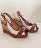 Brand New Moda In Pelle White & Tan Wedge Slingback Heels Size 5/38 - Whispers Dress Agency - Sold - 4