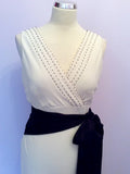 Coast Cream & Black Beaded Trim Occasion Dress Size 12 - Whispers Dress Agency - Womens Dresses - 2