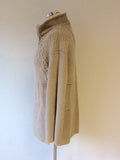 ISCHIKO FAWN BEIGE MERINO WOOL BEND ZIP UP CARDIGAN SIZE 40 UK 14 - Whispers Dress Agency - Womens Knitwear - 2