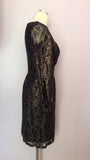 Pepperberry Dark Blue & Gold Lace Wiggle Pencil Dress Size 10 - Whispers Dress Agency - Sold - 3