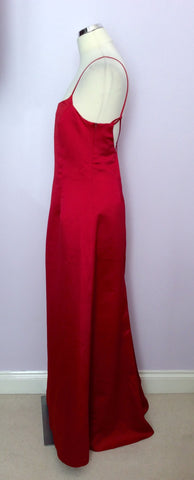 Occasions Red Satin Long Evening Dress Size 14 - Whispers Dress Agency - Womens Dresses - 3